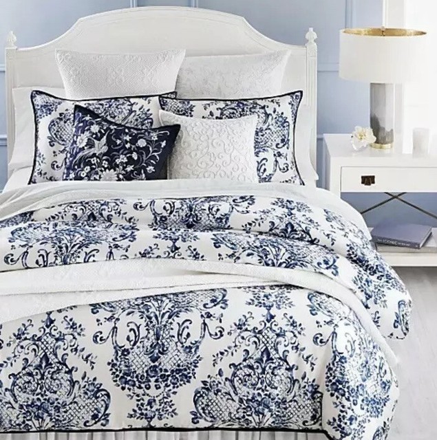 Bloomingdale S 1872 Elodie Blue White 100 Cotton King Duvet Cover