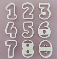 Numbers Cookie & Kids Play Doh Cutters Fondant Embosser Stamp FULL SET