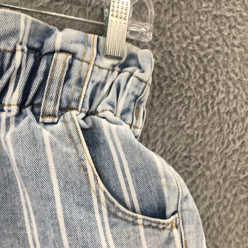 Pantalones Cortos Pacsun Mom Para Mujer XS Azul Lavado Claro Denim Rayas Algodón Tiro Alto Cremallera Mosca Foto 2 de 4