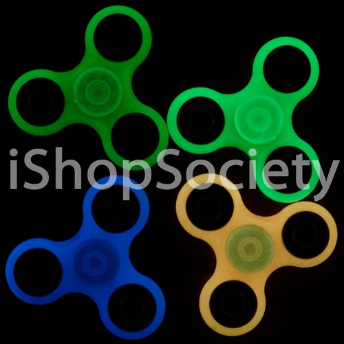 GLOW IN THE DARK Fidget Tri Spinner Figet EDC Gyro Anxiety Toy ADHD -USA- BLUE - Picture 5 of 6