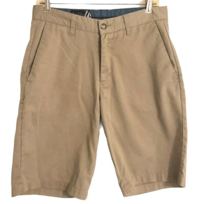 Volcom Corpo Class Sz 30 Mens Flat Front Shorts Tan Casual Surf Skateboard Beach