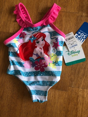 Disney Infantil Niñas Sirenita Ariel Volantes Una Pieza Traje de Baño a Rayas 0-3M - Imagen 4 de 6