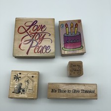 Vintage Rubber Stamp lot Mixed stamps Nativity Holidays