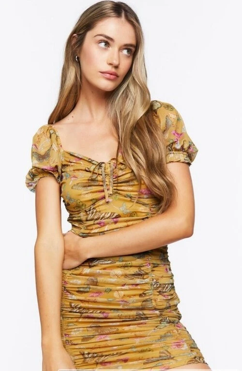Forever 21 ruched mini dress sales