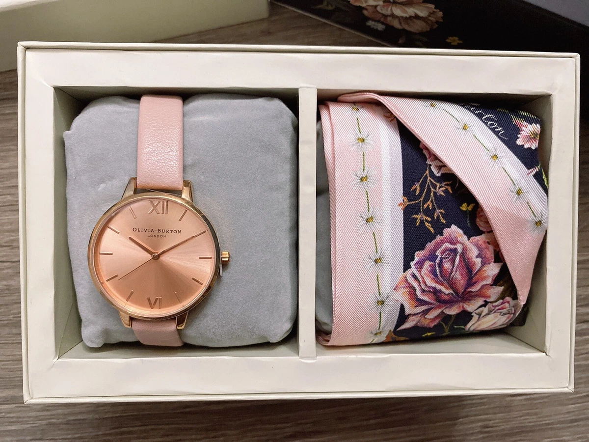 NIB Olivia Burton Women Analogue Quartz Watch Scarf Tie Gift Set