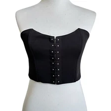 H:ours Womens Corset Crop Top Sz Medium Black Party Sexy Luxe Revolve