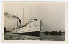 CPR Great Lakes Steamer SS MANITOBA 1930-40s Harold's Studio Fort William RPPC