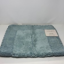 Laura Ashley 100 Cotton Bath Rug Aqua 20x34 Ruffle Border