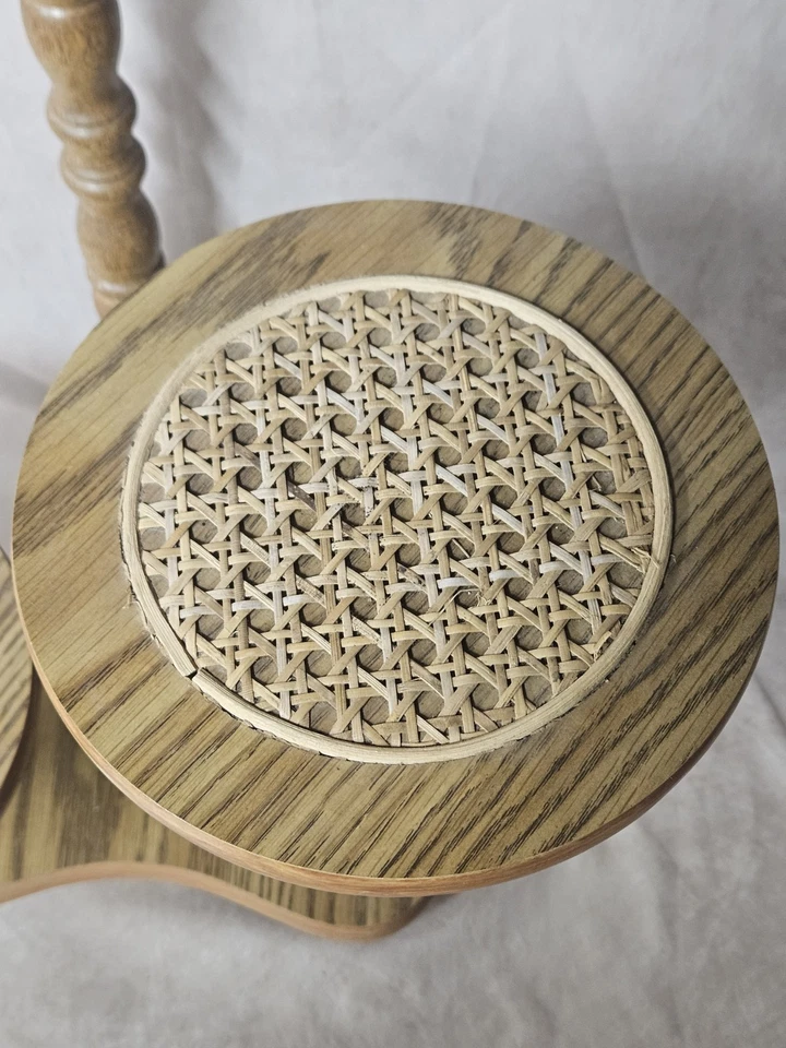 Mesa de mimbre vintage retro de 3 niveles de madera sintética soporte de exhibición de plantas 21" de alto Foto 3 de 4