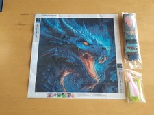 Diamond Wall Art DIY 5D. Blue Dragon. New In Original Packaging with extra beads