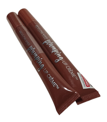 2 Revlon KISS PLUMPING LIP CREME Lipstick #515 ALMOND SUEDE 0.25 fl oz Sealed
