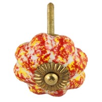 MöBelknauf Aus Keramik Shabby Chic Rosette Zweifarbig Rot-Gelb Gesprenkelt