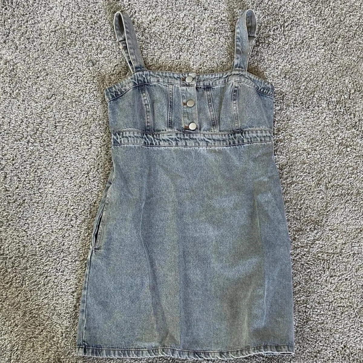 white christmas dresses Overall Denim Mini Dress – edikted main image 0