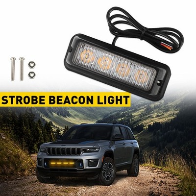 1PCS Amber/Yellow Car Truck 4LED Warning Flashing Beacon Hazard Light Bar Strobe