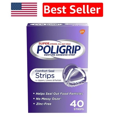 40 Count Comfort Seal Poligrip Denture Adhesive Strips for Ultimate Comfort