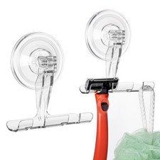 Suction Cup Razor Holder, 2 Pack Clear Razor Holders for Shower Wall, Reusabl...