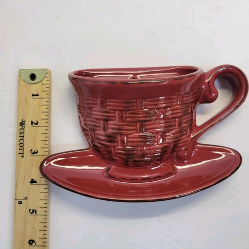 Set Of 4  Vintage Ceramic Basketweave Cups Mugs Wall Pockets Cafe Decor ASP 2004 - Picture 7 of 10
