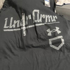 Under Armour 1377613 Mens Loose Short Sleeve Baseball T-Shirt Black Grey XL