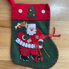 Lot 5 Santa Christmas Stockings See Pics For Measurements C17