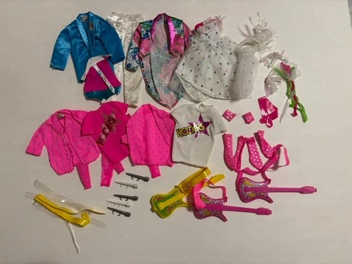 Vintage Barbie Derek and the Rockers clothes guitars microphones +