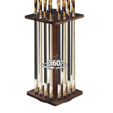 360 Degree Rotating Pool Stick Holder Floor Stand Rack 16 Sticks Natural Wood