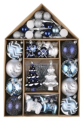 Christmas Ornaments Decor 70ct Winter Wishes Silver Blue By Valery Madelyn