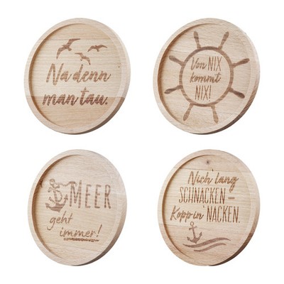 Maritime Untersetzer rund mit Spruch, aus Holz mit nordischen sprüchen von Gilde