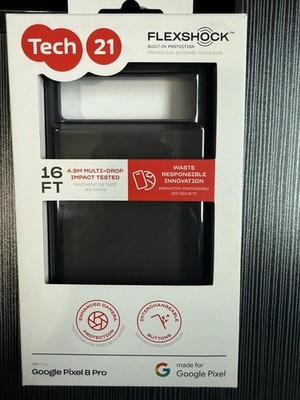 Google Pixel 8 Pro Transparent Black Case- Tech 21 EvoCheck Series