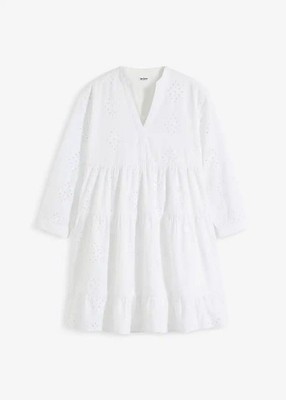 Neu Tunikakleid Gr. 36 Weiß Damen-Kleid Sommerkleid Mini Casual-Dress
