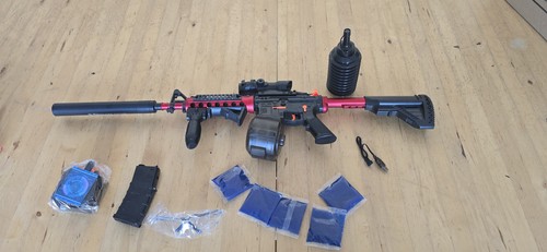Tissen M416 Gel Ball Blaster Rifle Red Black Battery-Powered Full-Auto Manual