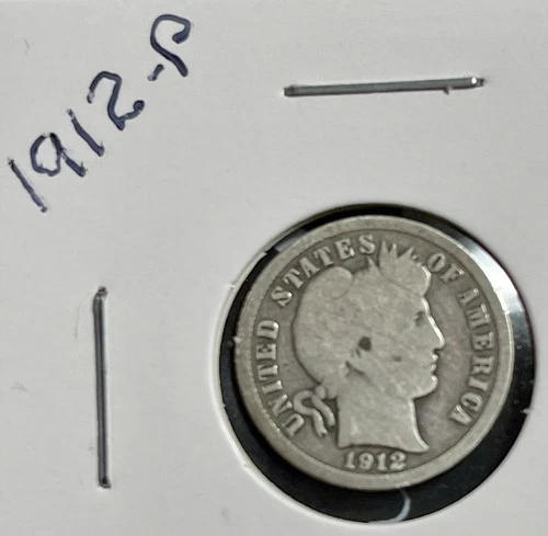 1912-P   10C Barber Dime *90% Silver* Avg Circulation  #1841