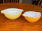 2 vintage Pyrex Cinderella bowls, Town & Country pattern (sizes 442, 443)