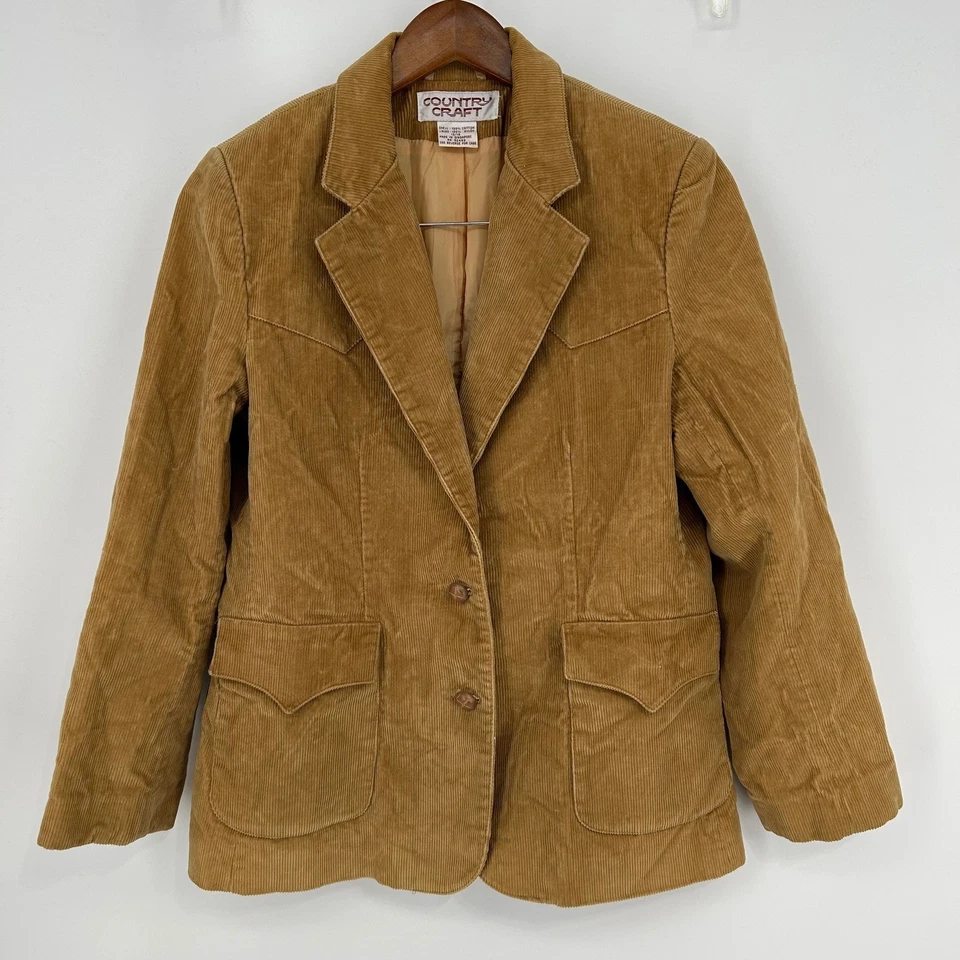Chaqueta Blazer Vintage Country Craft Estilo Occidental Pana Para Mujer Talla 13/14 Tostada Foto 2 de 4