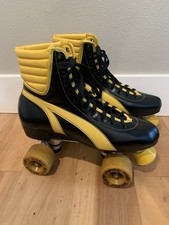 Vintage Black Yellow Marco Polo Warrior Style Roller Skates Size Men's 9