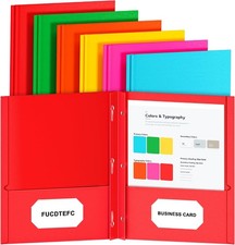 Folders with Pockets and Prongs, 6 Pack Pocket Folders with Prongs