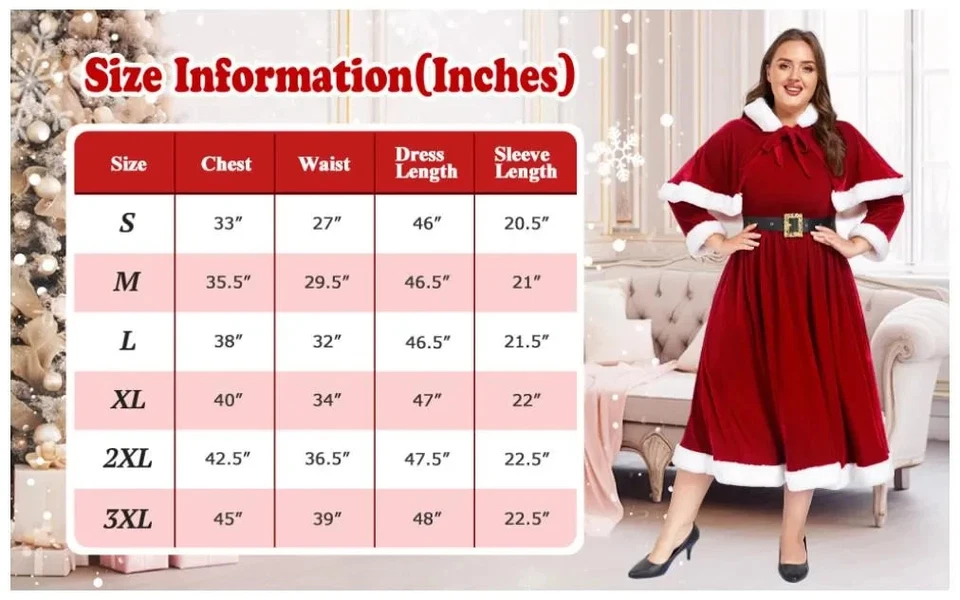 Santa Claus Costume for Women | Velvet Red Dress with Hood & Fur Trim. - Image 4 of 4