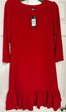 NWT Tommy Hilfiger Red 3/4-Sleeve Ruffled-Hem Sheath Dress Size 8