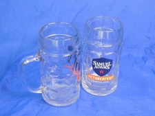 SAM ADAMS BEER STEIN Samuel Adams Octoberfest Mug Dimpled Glass .5L PAIR Barware