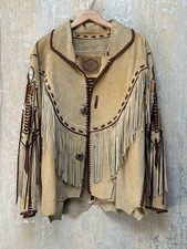 Vintage Mordo Cowboy Store Fringe Suede Leather Jacket Western Concho Bead Large