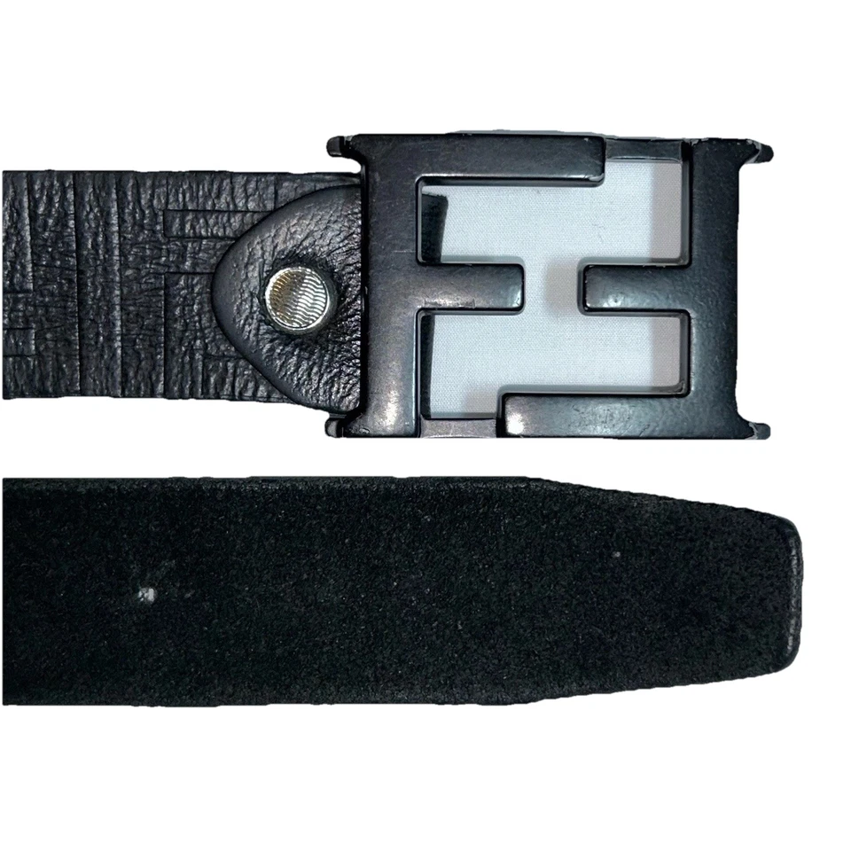 Cinturón Fendi FF Negro Impreso Cuero Genuino Agujeros Personalizados Usado de Japón Foto 4 de 4