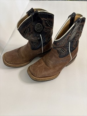 Kids Parmenia Cowboy Boots Brown Leather White Stitching