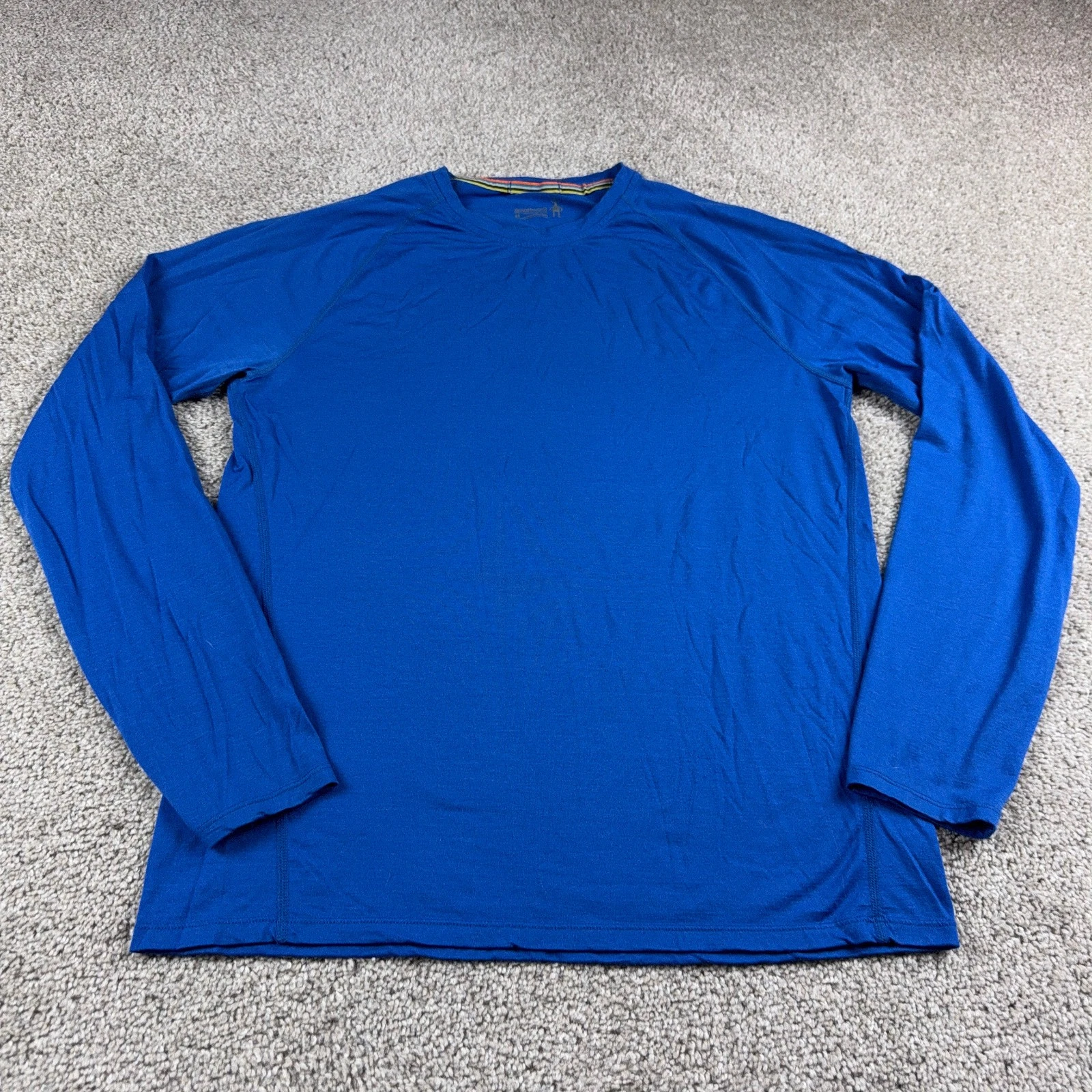 Smartwool Shirt Mens Medium Blue Merino Wool Base Layer Thermal Hiking Outdoors
