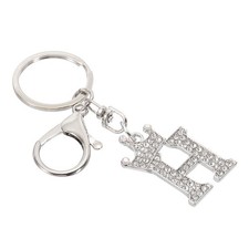 Initial Letter Keychain, Letter H Crown Design Charm, Silver Tone