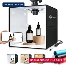 12x12 Inch Portable Folding Photo Studio Box with Dimmable Ring Light, 3 Color T