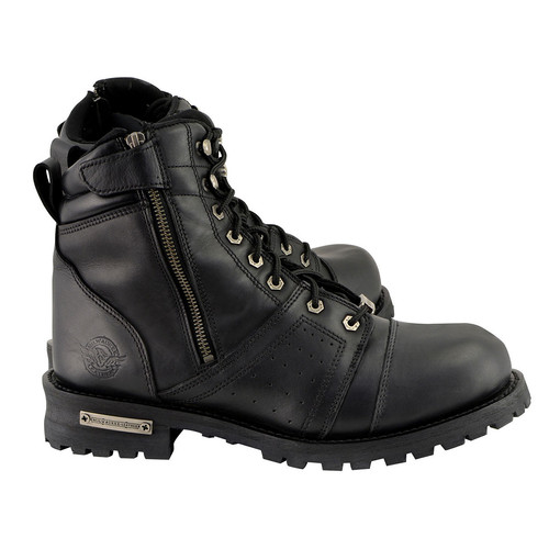 Milwaukee Leather Men's Black Lace-Up Wide-Width Motorcycle Leather Boots with - Bild 9 von 10