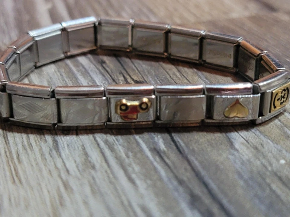 Pulseira Berloque Italiana Vintage Y2K 10 Berloques 17 Elos Zoppini - Imagem 4 de 4