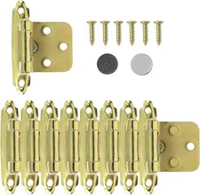 25 Pair 50 Pack Cabinet Hinges, 1/2 Inch Overlay 50 Pcs, Brass Gold