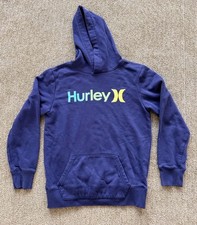 Hurley Boys 14/16 Navy Fleece Pullover Hoodie Long Sleeve Logo Graphic