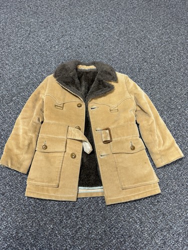 1960s Courduroy True Vintage Jacket Ran Fur Lined Rare Kids Great Western Sz L