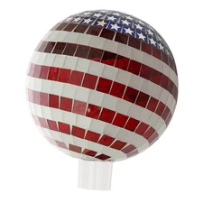 Mosaic Gazing Ball Patriotic Stars and Stripes Glass Globe Colorful Gazing Ba...